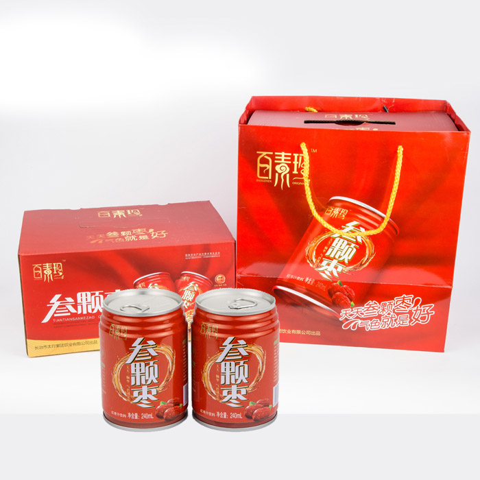 供應(yīng)百素珍 叁顆棗240ml*11*2瓶 易拉罐裝 紅棗味果蔬