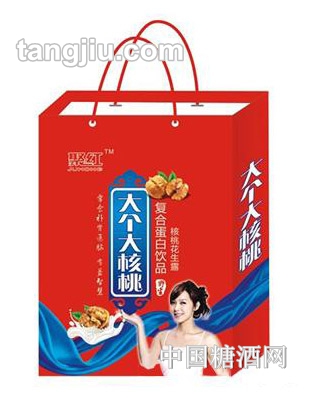 聚紅大個大核桃復合蛋白飲品手提袋