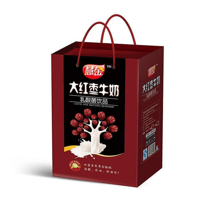 慧金苗條磚大紅棗牛奶乳酸菌飲品16盒豎提禮品裝