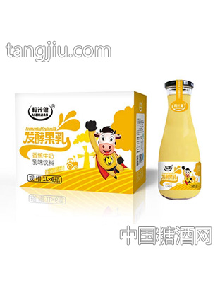 1lx6瓶發酵果乳粒汁健大口瓶香蕉牛奶