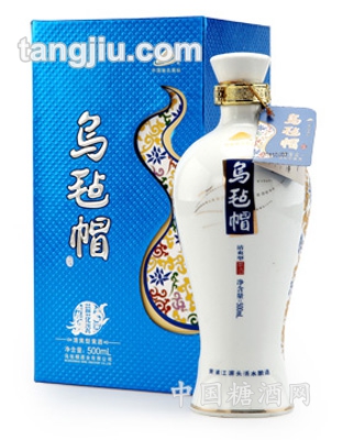 烏氈帽盒裝藍(lán)花瓷黃酒500ml