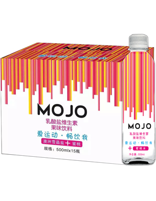 MOJO乳酸鹽維生素果味飲料-澳洲雪晶鹽+蜜桃味500ml*15